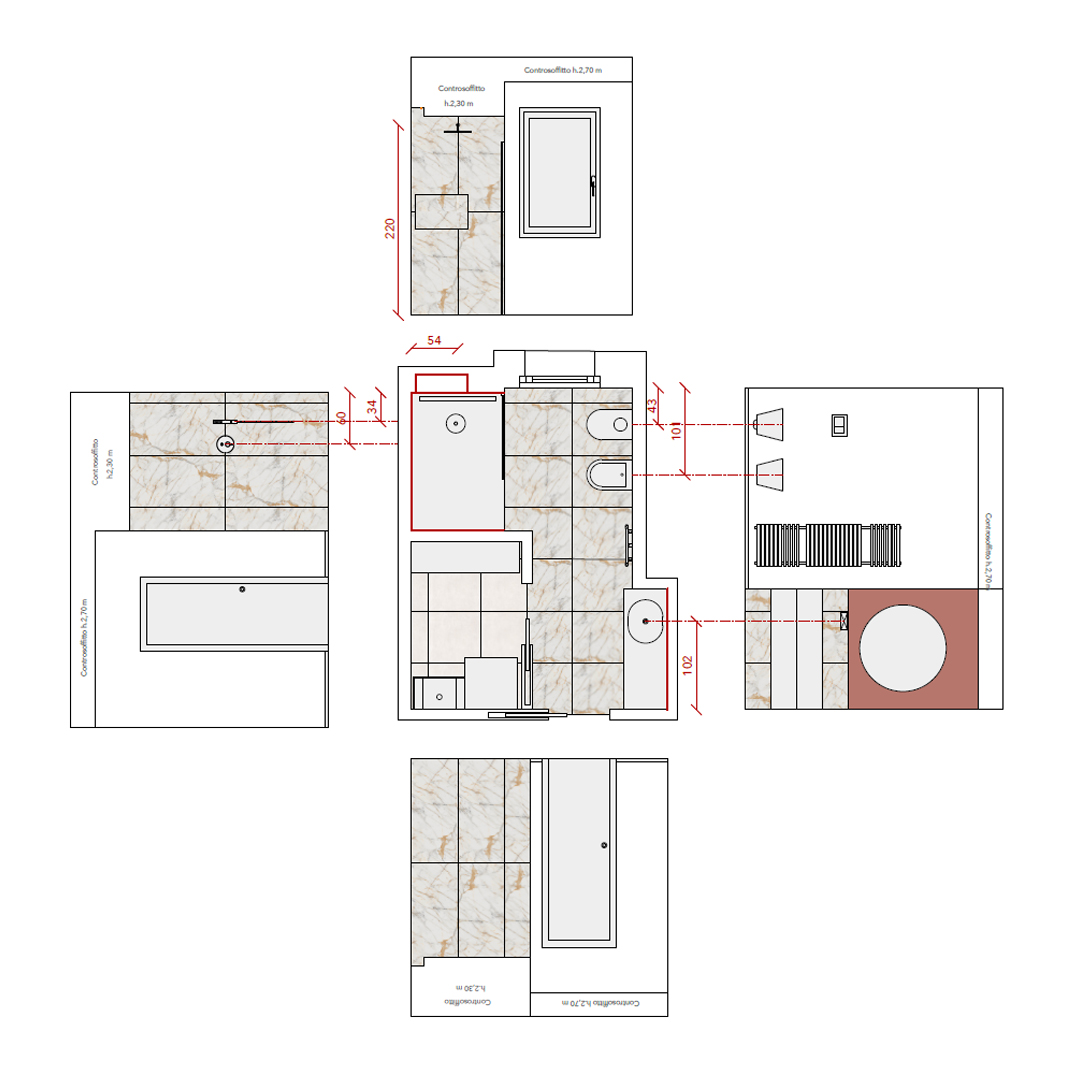 progetto ristrutturazione bagno con doccia e lavanderia